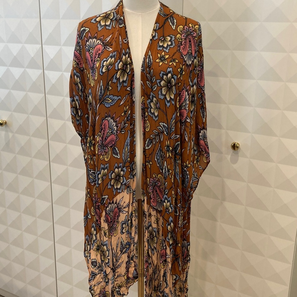 Floral Kimono Cardigan Cape Beach Cover Up
